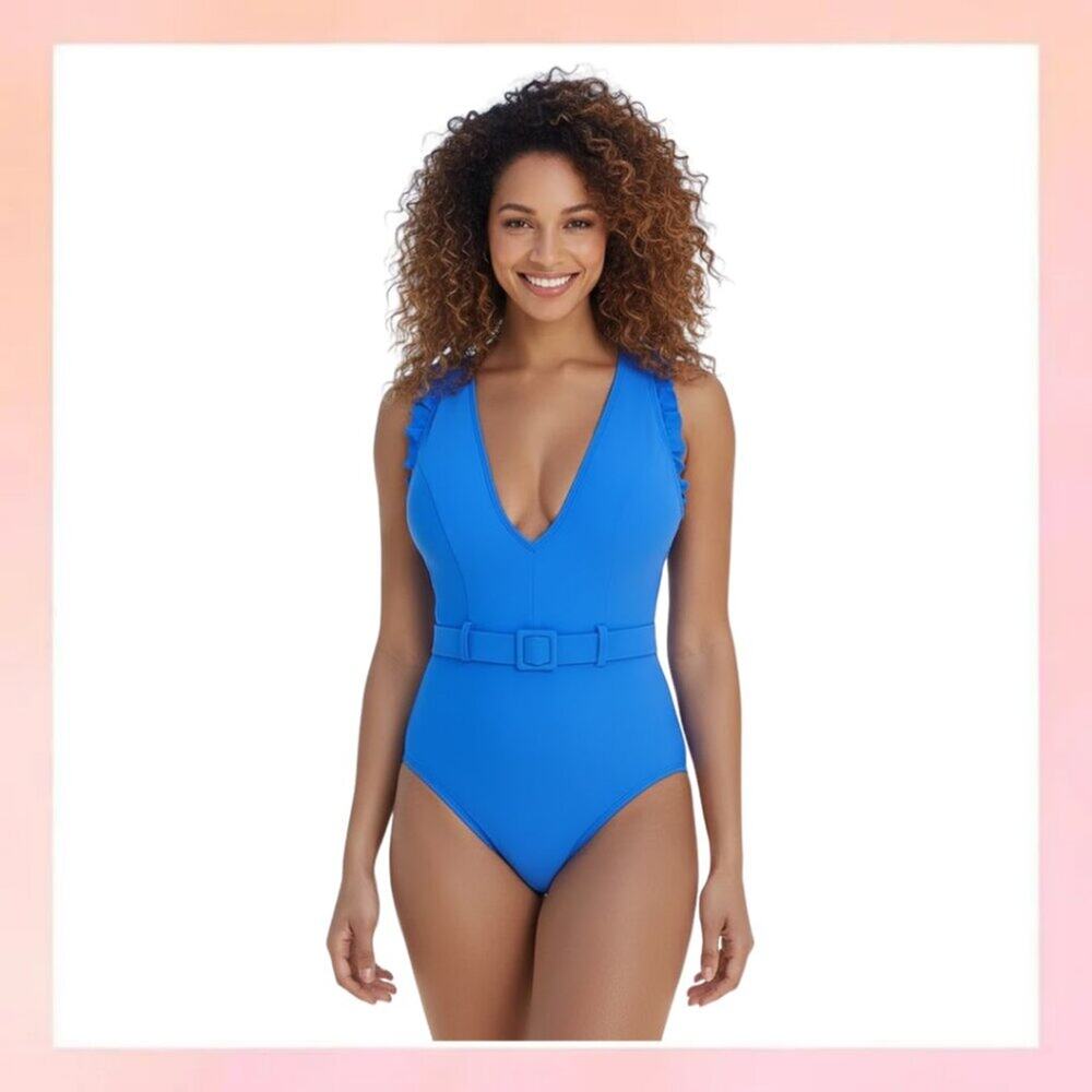 Skinny Dippers Cobalt Blue Jelly Beans Cinch One Piece Swimsuit XL